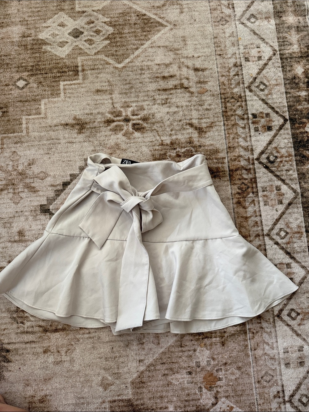 Zara Cream Tie-Waist Circle Skirt